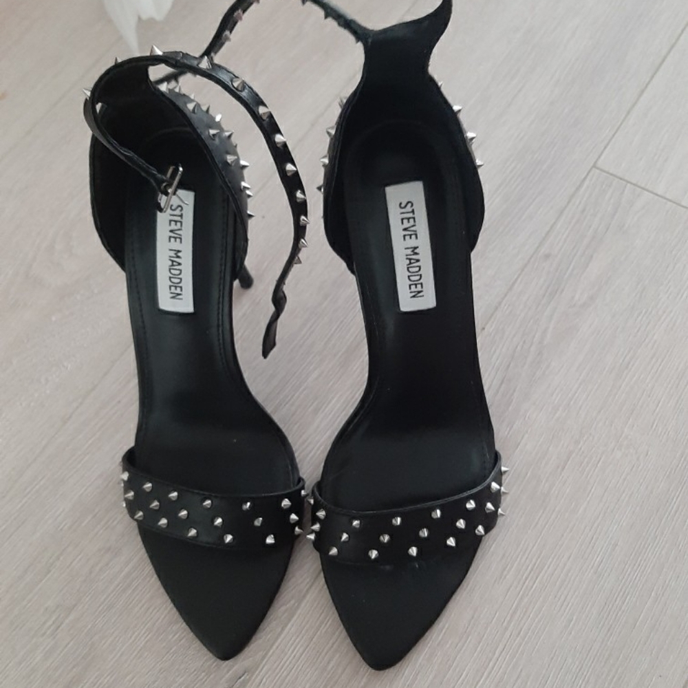 Steve Madden Black Studded Stiletto Sandals
